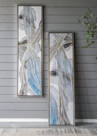 Set of 2 Elongated Modern Abstract Oil Paintings, Wall Art for Living Room Dining Room Bedroom Office Entryway, 20" x 71"