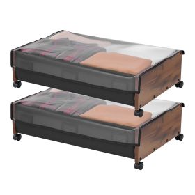 Under Bed Storage with Wheels, 25.6 x 18.1 x 7.1 inch Underbed Containers, Underbed Shoes Organizer with Lockable Wheels