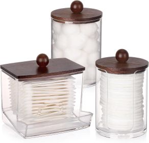Bathroom Organizer Accessories Set-10 OZ,7 OZ Qtips Holder Storage with Clear Plastic Lids, Cotton Ball/Swabs Dispenser