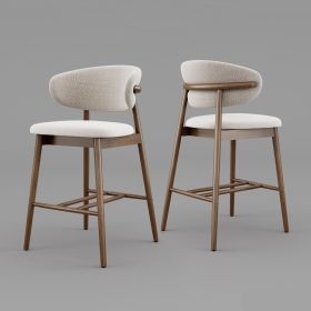 Set of 2 Upgraded Version Modern Ash Wood Counter Height Bar Stools - WALNUT