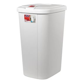 Kitchen Trash Can, 13.3 Gallon Plastic Touch Top Garbage Bin with Push Button Lid, White