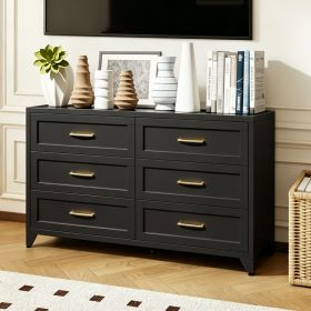 6 Drawer Dresser for Bedroom, Modern Metal Storage Chest with Smooth-Glide Drawers, Space-Saving Storage Cabinet for Closet, Hallway, Entryway