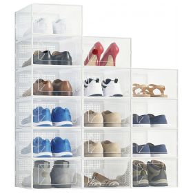15-Pack Stackable Clear Shoe Box Organizer, Plastic Storage Bins for Closet Hallway & Bedroom