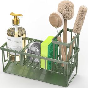 Kitchen Sink Caddy, Sponge Holder for Kitchen Sink, Kitchen Sink Organzier and Storage with High Brush Holder, 304 Stainless Gadgets Sink Accessories