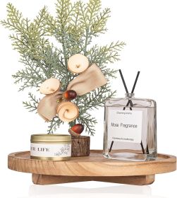 Round decorative tray, wooden bathroom countertop storage rack, farmhouse kitchen dÃ©cor, wooden riser shelf for soap dishes, perfumes, candles