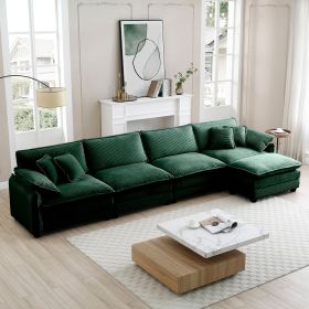 Corduroy Sofa Modern Upholstered 4 Seater with with 1 Footstool Corduroy Fabric Sofa , Office Living Room Apartment Comfort Sofa