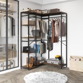 Free-Standing L Shaped Closet Clothing Rack; Independent wardrobe manager; clothes rack; multiple storage racksLarge Heavy Duty Clothing Storage Shelv