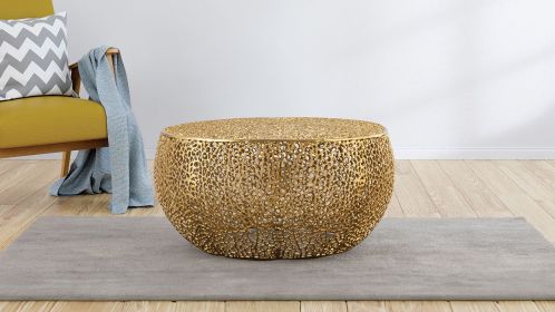 T3502-32 Round Aluminum Coffee Table in Gold