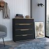Drawer Dresser 35"H, Four Drawers, Superior Top, Black / Light Oak