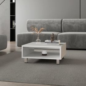 White Coffee Table with Open Storage