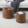 Round Coffee Table Set of 2, Nesting Coffee Tables for MDF with veneer .for living room,office,bedroom,Natural, 4Colors