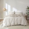 3 Piece Organic Cotton Oversized Duvet Cover Set Natural Full/Queen