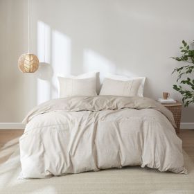 3 Piece Organic Cotton Oversized Duvet Cover Set Natural Full/Queen