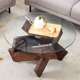 Round glass coffee table