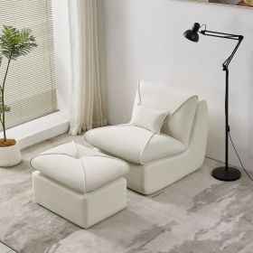 Compressed Lounge Chair with Ottoman, Modern Sofa for Small Spaces, Comfortable Upholstered Sofa for Living Room, Bedroom, or Studio