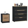 2-Piece Bedroom Set, Nightstand and Dresser, Wenge, Pine and Light Oak