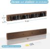 Broom Holder Wall Mount - Heavy Duty Wood Mop and Broom Organizer with 4 Slots & 4 Hooks - Garden Tool Hanger for Laundry Room Closet Kitchen Garage S