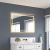 48 x 32 Inch LED Bathroom Mirror with Front and Backlight, Wall Mounted Vanity Mirror with Aluminum Frame, Anti-Fog, Memory, 3 Colors