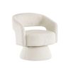 Modern Luxurious Swivel Accent Chair Beige Soft Corduroy Plush Seating Solid Wood Stylish Home Furniture 1pc