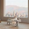 22.6" x 15.7" x 15" Modern Stacked Cobblestone End Table-High Gloss Gray