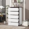 5 Drawer Dresser for Bedroom, Modern Closet Dressers Chest of Drawers, White & Walnut color Storage Dresser Chest Cabinet Organizer Unit