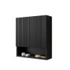 TOBI 26" Wall-Mounted Striped Bathroom Cabinet, with Doors, Shelf and Open Storage Compartment Over The Toilet Storage Cabinet for Bathroom, Kitchen