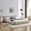 Queen Size Upholstered Bed Frame with Thick Fabric