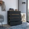 Drawer Dresser 35"H, Four Drawers, Superior Top, Black / Light Oak