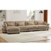 L Shaped Sectional Cloud Sofa , Convertible Deep 4 Seater Modular Couch for Living Room,Modern Velvet Comfy Upholstered Corner Couch Waist Pillows
