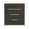 Drawer Dresser 35"H, Four Drawers, Superior Top, Black / Light Oak