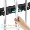 Mop and Broom Holder Wall Mount - Black Broom Mop Hanger - Wall Mounted Garden Tool Rack Organizer for Closet Garage Laundry Room Kitchen Decor With 5