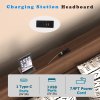 Floating Bed Frame Queen with Led Lights and Charging Station, Wood Queen Size Bed Frame with Storage Headboard, No Box Spring Needed, Easy Assembly