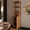 Storage Tall Slim Cabinet with Shutter Door and 3 Tier Shelves, Freestanding Linen Tower Cabinet for Living Room, Kitchen, Bathroom Organizer