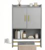 Wall Mounted Bathroom Cabinet with Towel Bars Storage Shelf for Bathrooms
