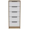 Kaia 5 Drawer Dresser, Vertical Dresser -White / Pine