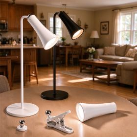4in1 Magnetic LED Desk Lamp, Cordless Wall Mount Light, Portable Flashlight & Night Light, Stepless Dimming, 3 Color Modes, Rechargeable, Eye Car (Option: BLACK)