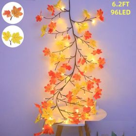 Maple Leaf LED Tree Branch Lights With Remote - 138LED Willow Vine Twig Garland For Wall Decor, 8 Modes, USB Powered String Lights For Indoor Hom (Option: 96LED6.2FT)