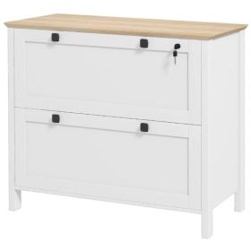 2 Drawer File Cabinet, Lockable Filing Cabinet with Adjustable Hanging Bar for Letter, A4 and Legal Size, White (Option: White)