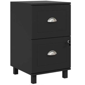 2-Drawer Small Filing Cabinet Lockable Home Office Storage Cabinet with Adjustable Hanging Bars for A4 Letter Black (Option: BLACK)