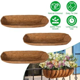 Coconut Fiber Window Box Liners, 24/30/36 Inch Trough Coco Liners for Wire Window Baskets, Woven Coir Planter Add for Balcony, Garden, Indoor & O (Option: 24IN)
