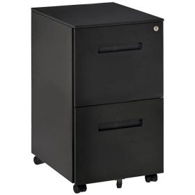 File Cabinet, Vertical Filing Cabinet with Adjustable Partition for A4 Letter Size, Lockable for Office, Black (Option: BLACK)