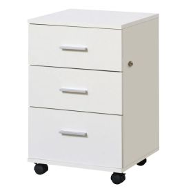 Mobile Filing Cabinet with Wheels, 3 Drawer File Cabinet with Lock and Keys for Home Office, White (Option: White)