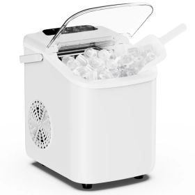 Desktop ice maker, with movable handle, can produce 9 ice balls in 6 to 8 minutes, equipped with a basket and a spoon (Option: White)