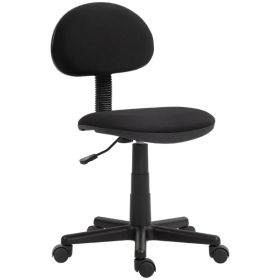 Small Desk Chair, Armless Office Chair with Adjustable Height, 360° Swivel Wheels, Low Back for Small Spaces, Black (Option: BLACK)