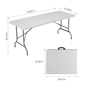 Folding Table Outdoor Indoor Heavy Duty Portable Table with Carrying Handle for Camping Picnic Party (Option: 6FT)