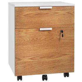 2 Drawer Small Filing Cabinet Lockable Office Storage Cabinet with Hanging Bars for A4 Legal Letter White Nature Wood (Option: White, Natural)
