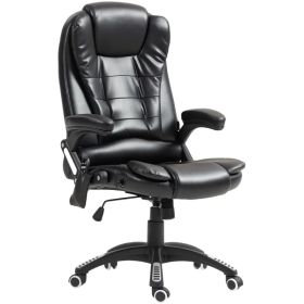 Reclining Massage Office Chair, Executive Office Chair with High Back, Swivel Wheels, Black (Option: BLACK)