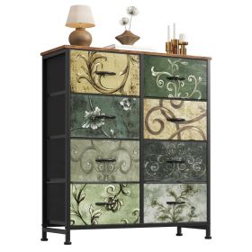 Dresser, Bedside table with a movable fabric box, sturdy steel-framed wooden top organizer furniture (Option: 8BC)