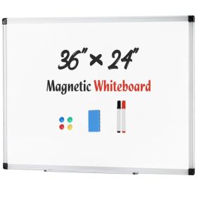 Magnetic Dry Erase Board, 36 X 24 Inches White Board for Home Office School,Sliver Reinforced Aluminum Frame (Option: White)
