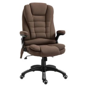 Reclining Massage Office Chair, Executive Office Chair with High Back, Swivel Wheels, Brown (Option: Brown)